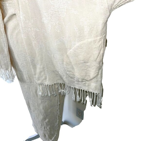 W Fringe Jacket Skirt Set Womens Viscose Cotton Pockets Open Front Wrap Style - Picture 8 of 12